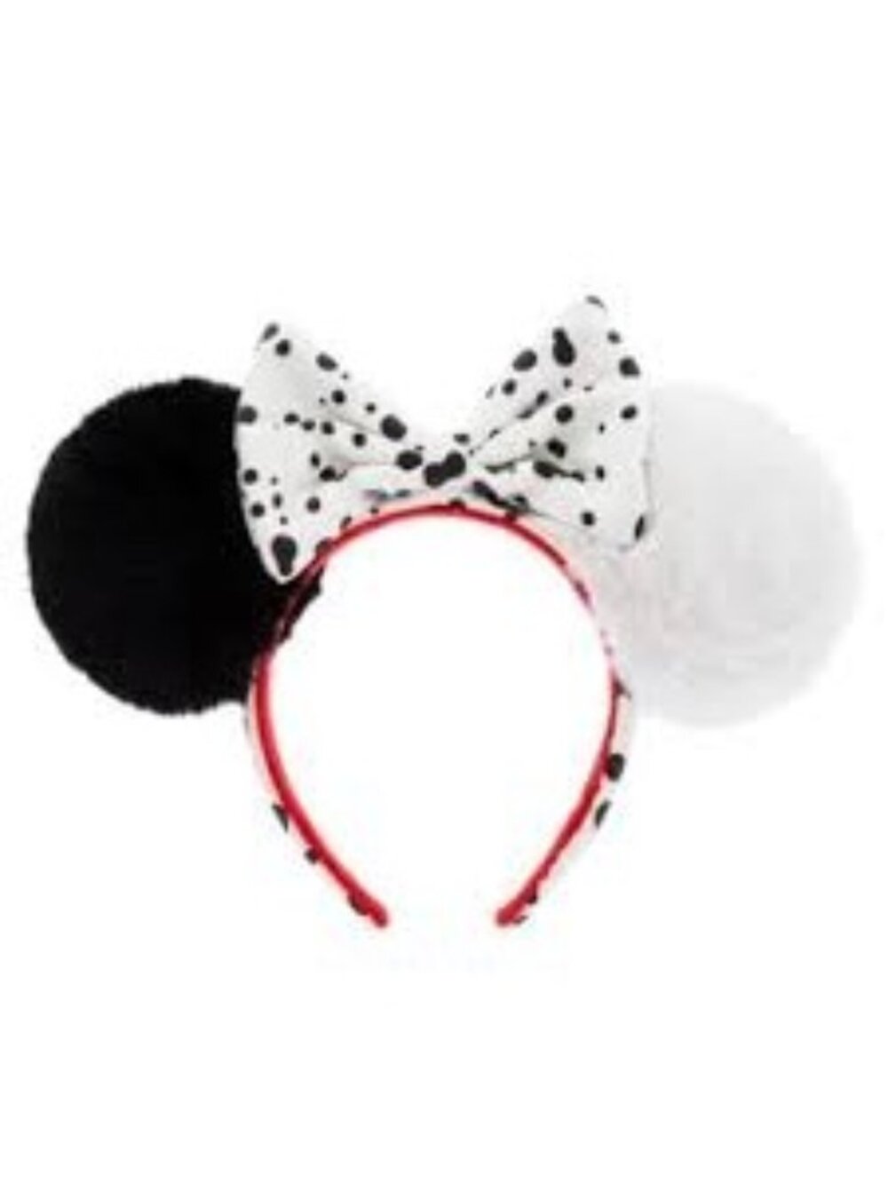 Disney ears 101 Dalmations Minnie Mouse Ears Headband With Faux Fur Ears and bow